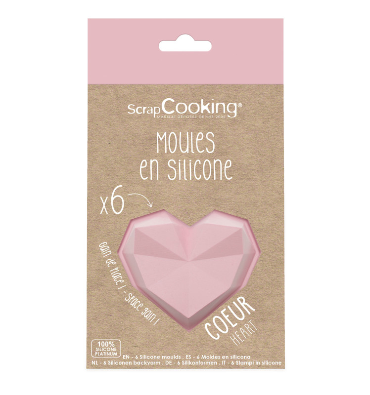 6 moules silicone individuels Cœur diamant
