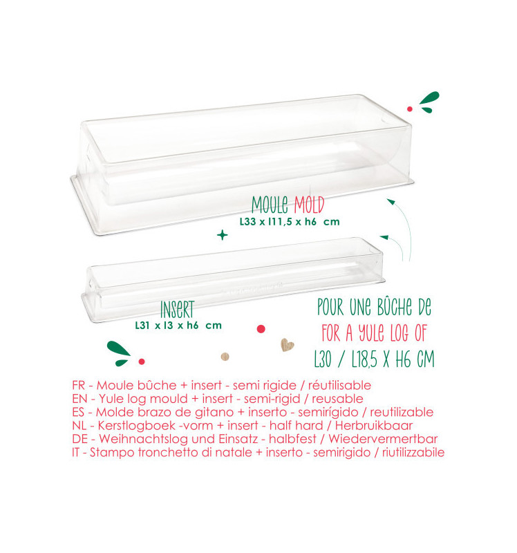 Coffret Bûche de Noël 30 cm - Moules bûche & Insert