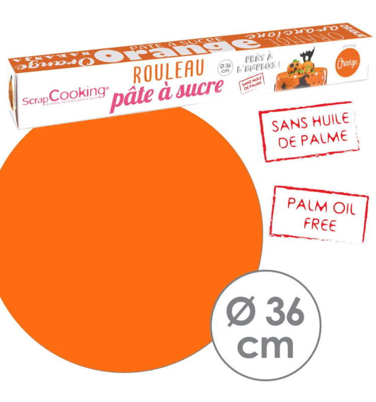 Rouleau de pâte à sucre orange  36 cm