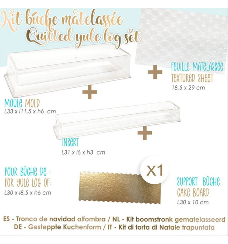 Coffret Bûche de Noël Matelassée - Recettes, moules & tapis empreinte