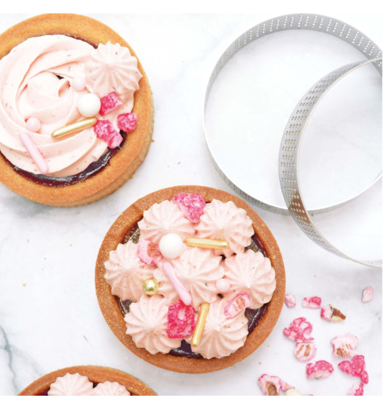 4 cercles à tartelettes perforés ronds 8 cm