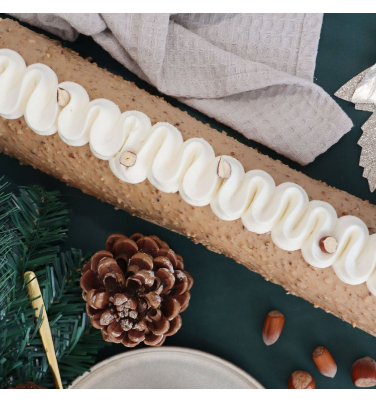 Coffret Bûche de Noël XXL - Moule Inox & feuilles rhodoïd