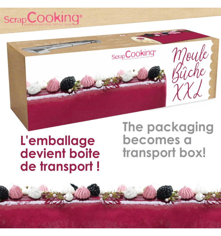 Coffret Bûche de Noël XXL - Moule Inox & feuilles rhodoïd
