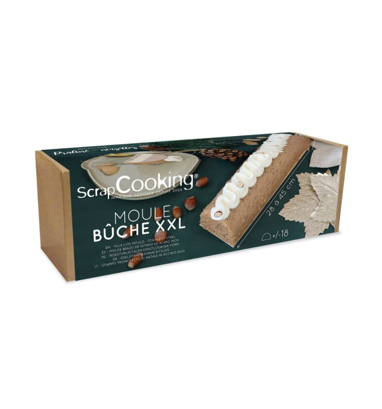 Coffret Bûche de Noël XXL - Moule Inox & feuilles rhodoïd