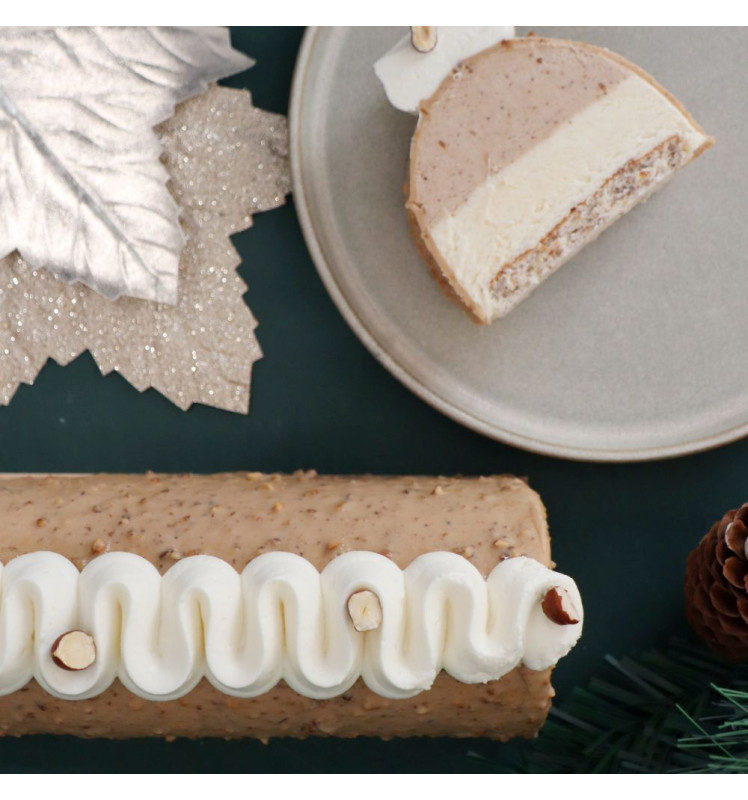 Coffret Bûche de Noël XXL - Moule Inox & feuilles rhodoïd