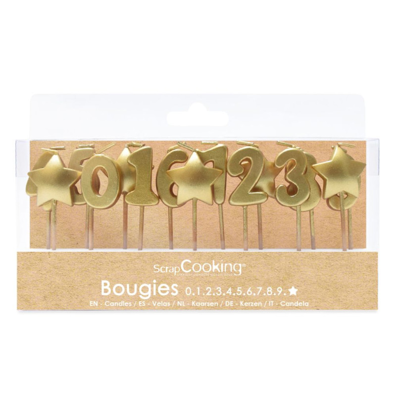 15 bougies chiffres & étoiles dorées