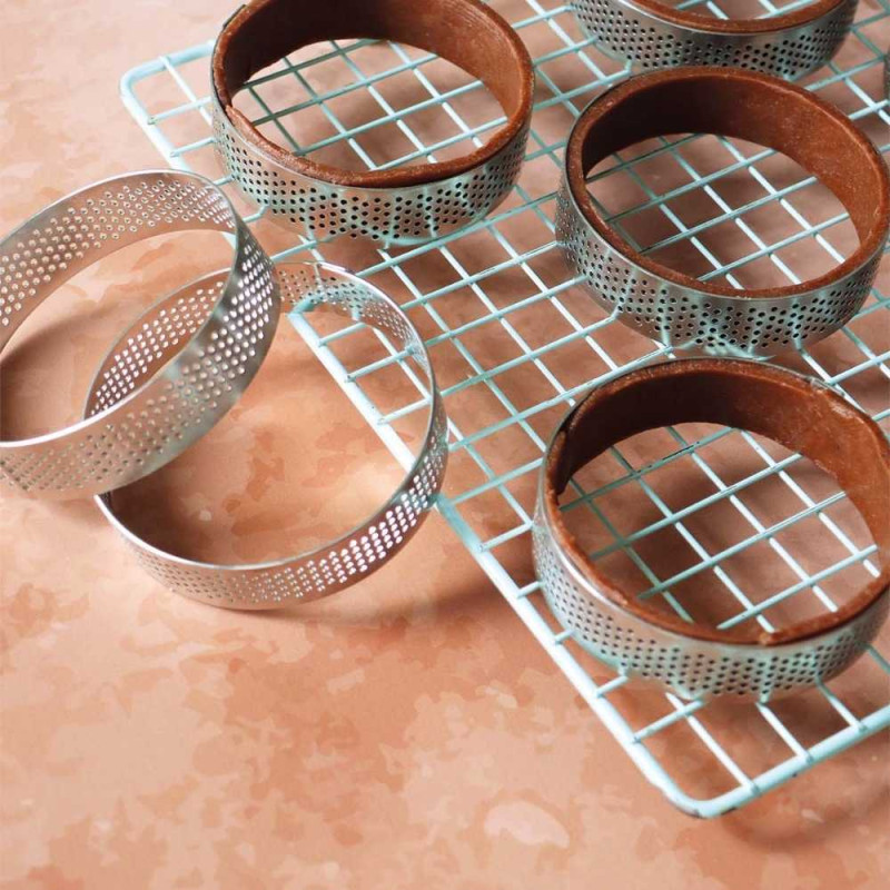 4 cercles à tartelettes perforés ronds 8 cm