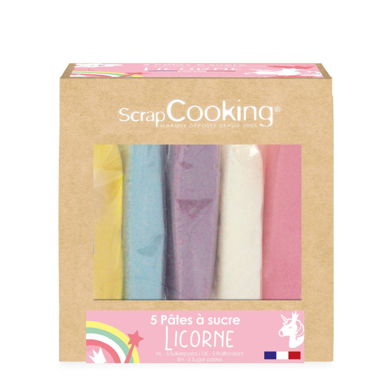 Boite 5 pâtes à sucre Licorne 5 x 80g