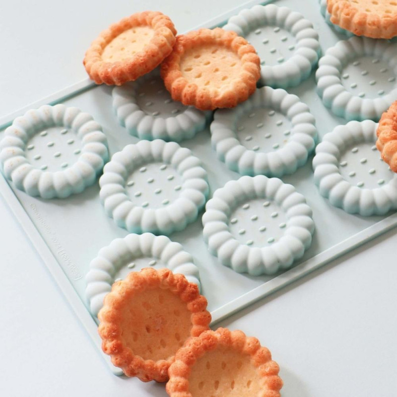 Moule silicone antiadhérent tartelettes et biscuits