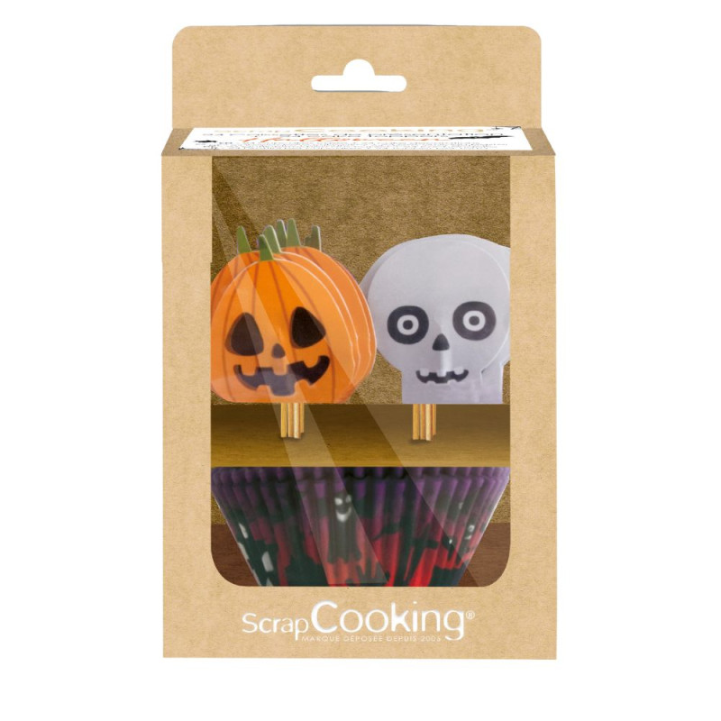 24 caissettes + 24 cake toppers Halloween