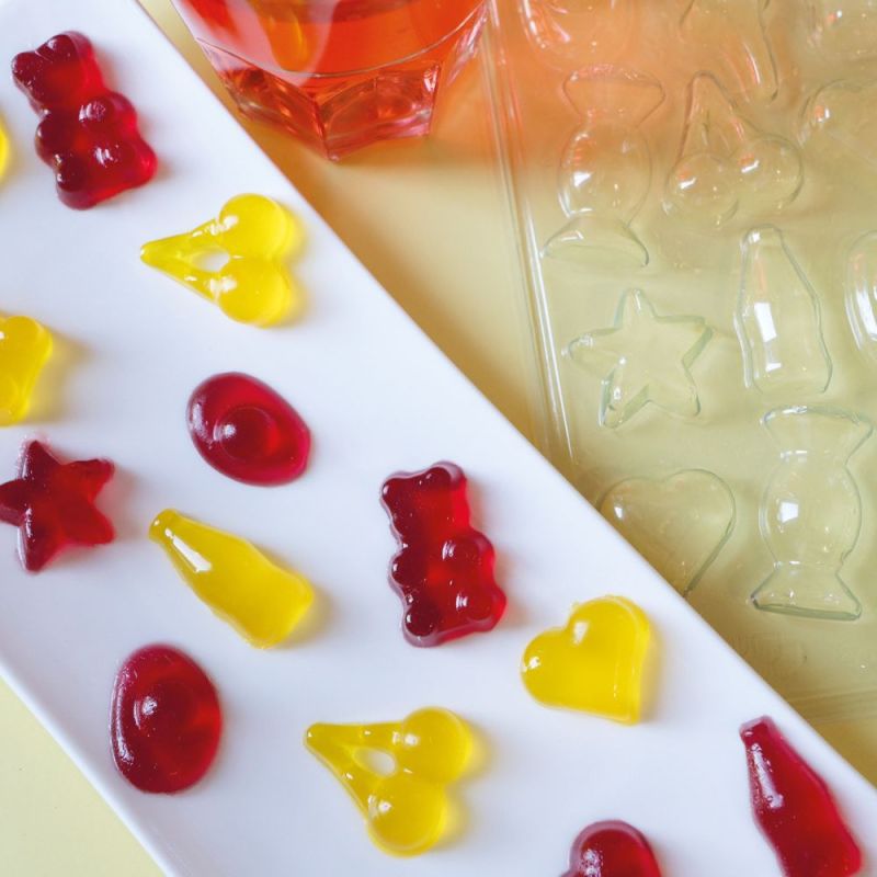Moule multi-empreintes pour bonbons - Ourson, Croco, Cerise, Bouteille cola