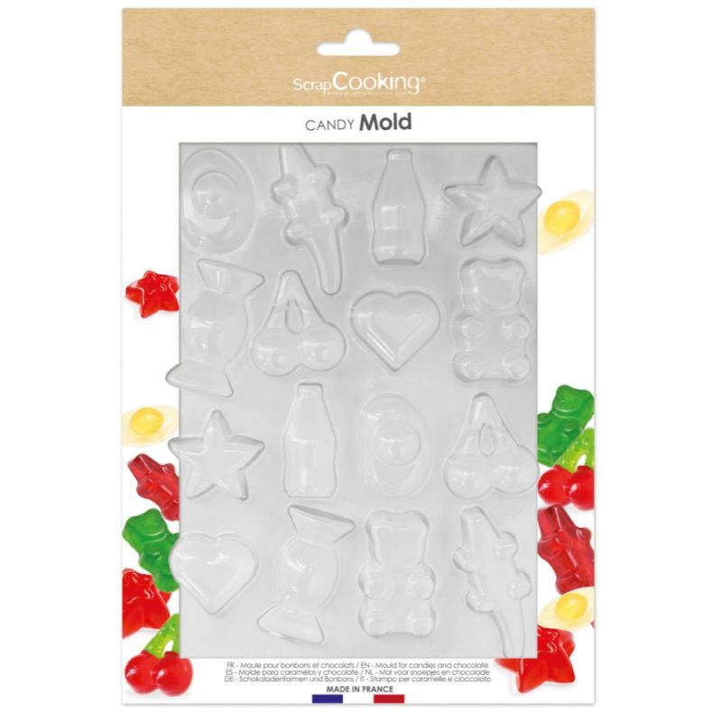 Moule multi-empreintes pour bonbons - Ourson, Croco, Cerise, Bouteille cola