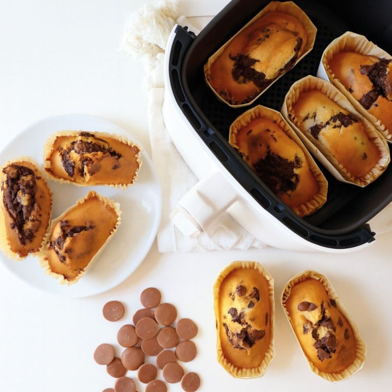 4 moules airfryer rectangulaires en bois avec 8 caissettes sulfurisées