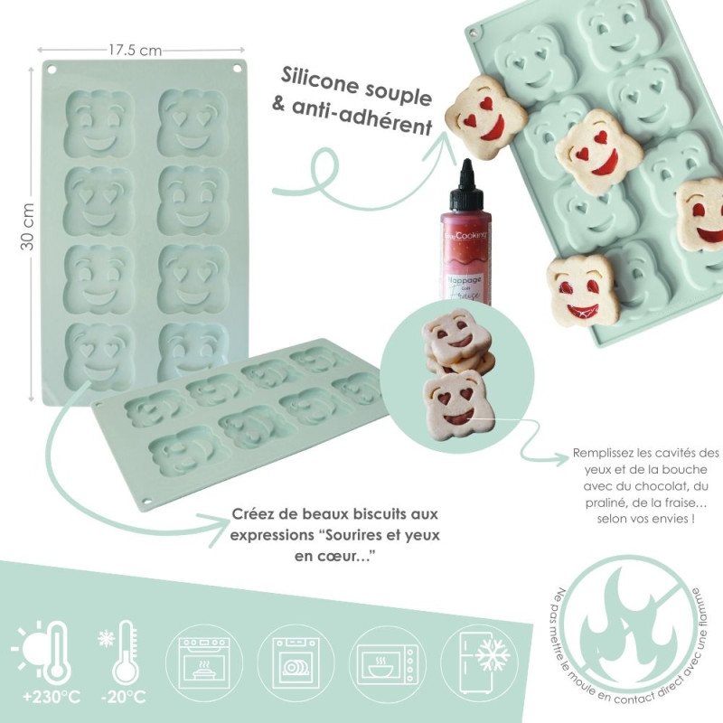 Moule en silicone pour "drôles de biscuits" - 8 empreintes