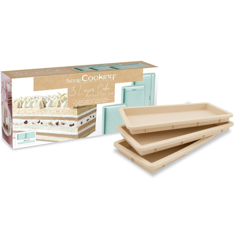 Moules en silicone pour layer cake & bûches x3
