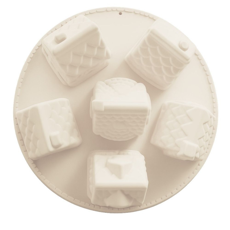Moule silicone 3D chalets de Noël - 6 empreintes