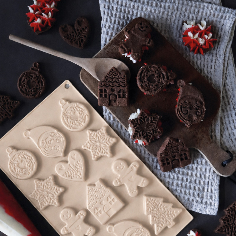 Moule en silicone pour biscuits & sablés de Noël - 12 empreintes