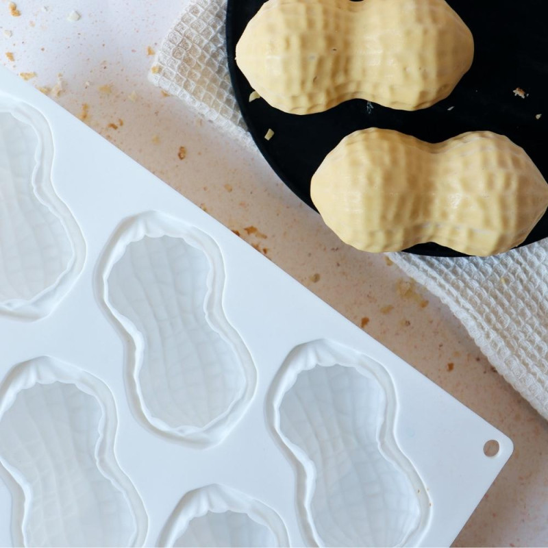 Moule silicone trompe-l’œil cacahuète - 6 empreintes