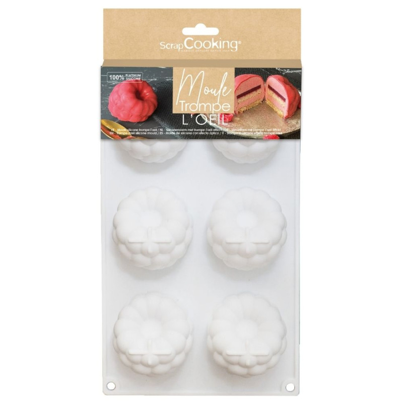Moule silicone trompe-l’œil framboise - 6 empreintes