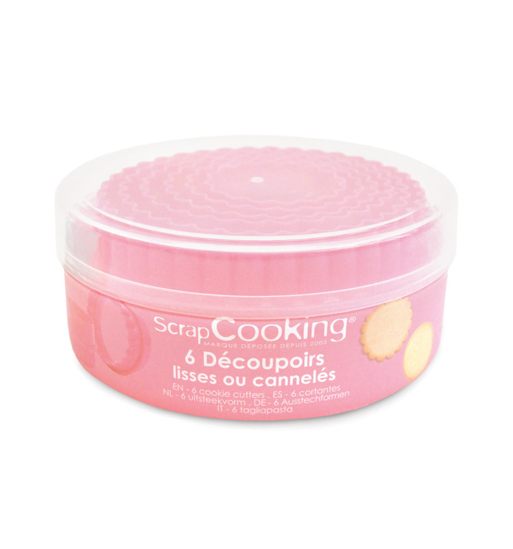 6 emporte-pièces ronds, lisses ou cannelés