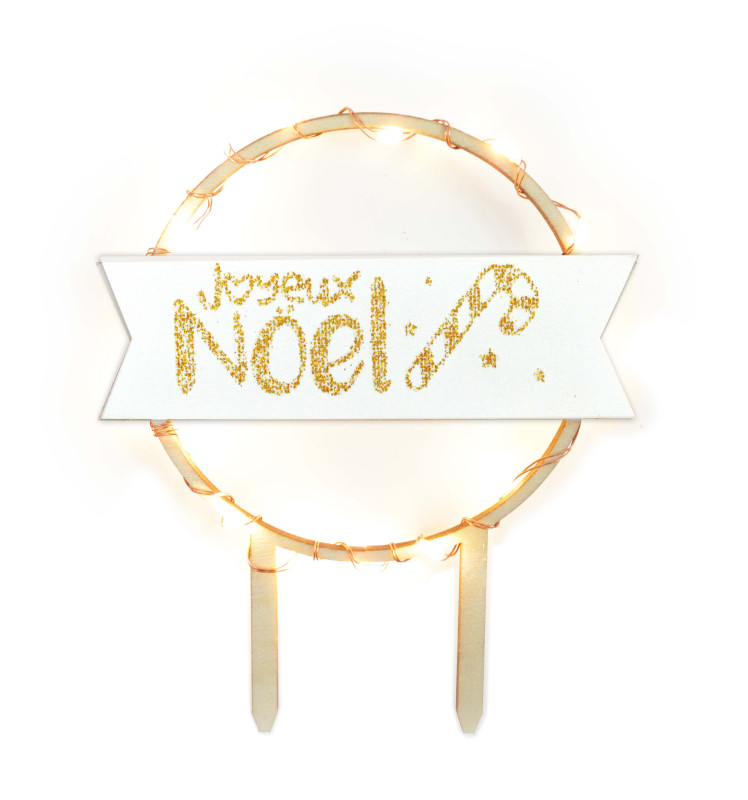 Cake topper led rond Joyeux Noël