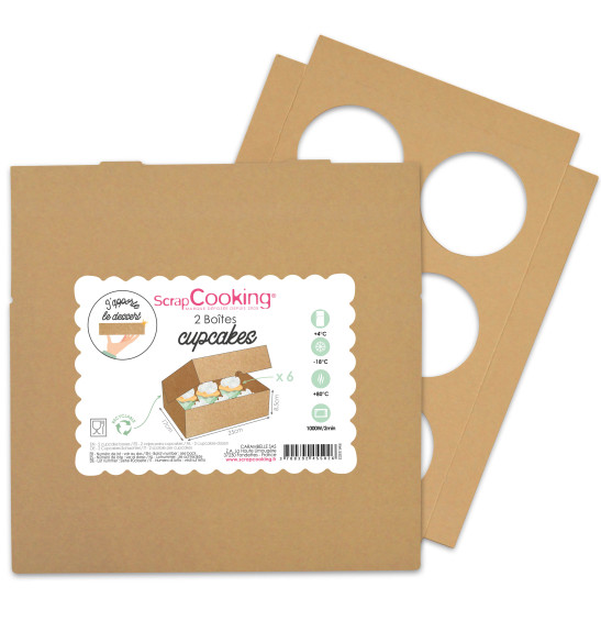 2 boites pour 6 cupcakes 17x25x4,8 cm réf.5502