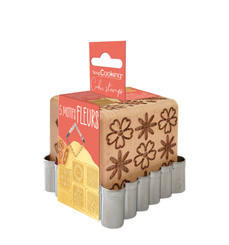 Flower wood cookie stamp + cookie cutter - ScrapCooking
