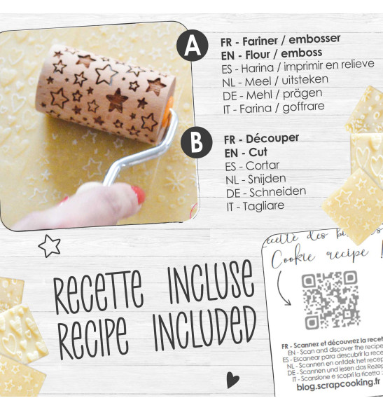 3 mini rouleaux empreintes bois interchangeables - Scrapcooking®