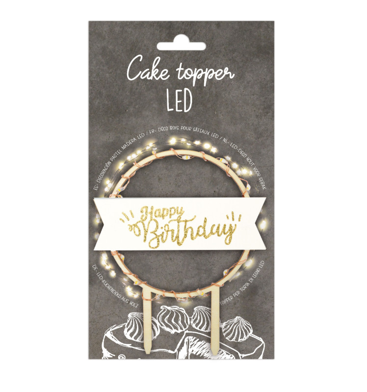 Cake topper led Happy Birthday réf.4962