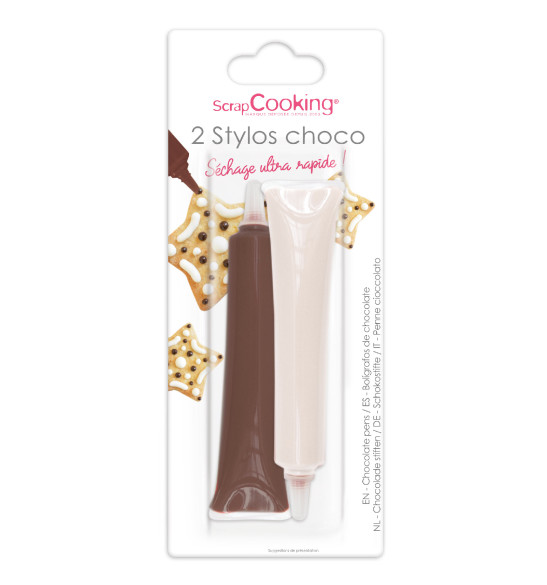 2 stylos choco / choco blanc réf.7061