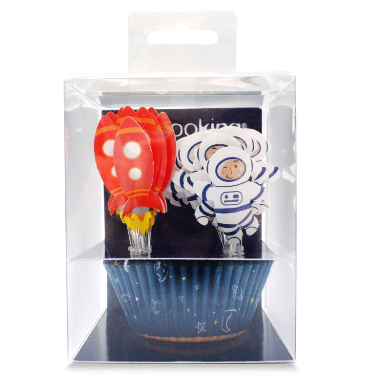 24 cupcake cases + 24 cake toppers space - ScrapCooking®