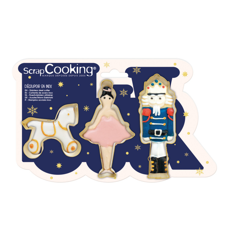 3 Nutcracker cookie cutters- golden - ScrapCooking