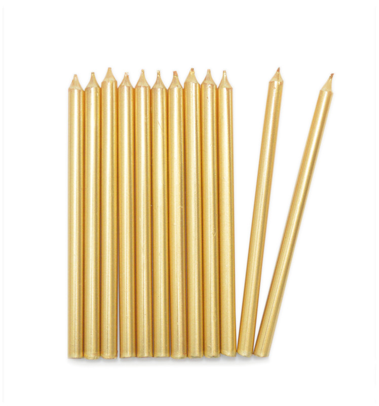 12 golden long candles 12 cm - ScrapCooking®