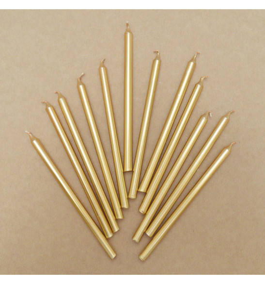 12 golden long candles 12 cm - ScrapCooking®
