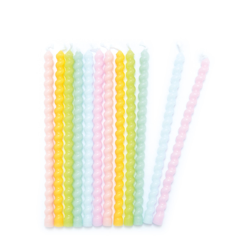 12 long twisted pastel candles 12 cm - ScrapCooking®