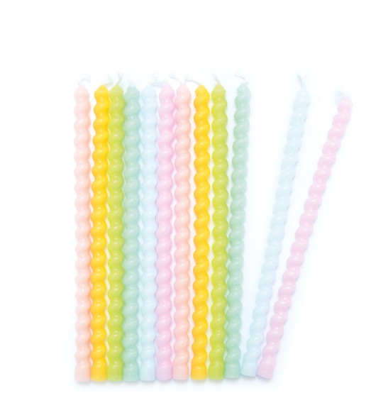 12 long twisted pastel candles 12 cm - ScrapCooking®