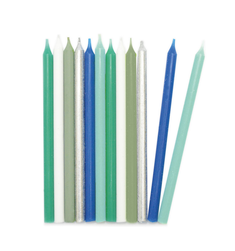 12 blue & silver long candles 12 cm - ScrapCooking®