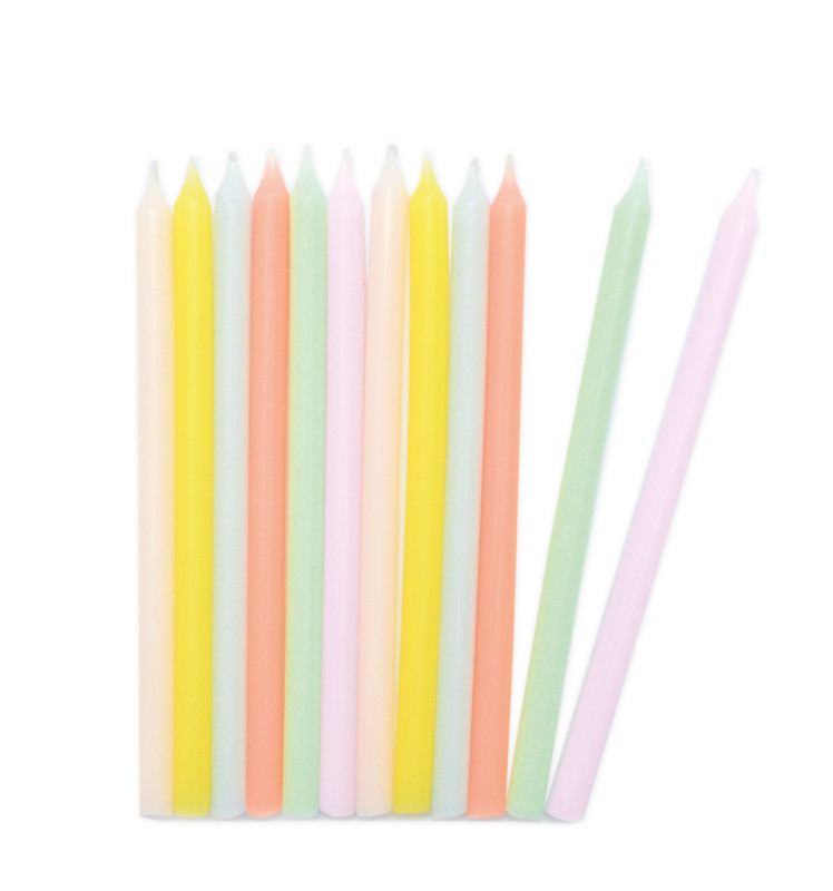 12 long pastel candles 12 cm - ScrapCooking®