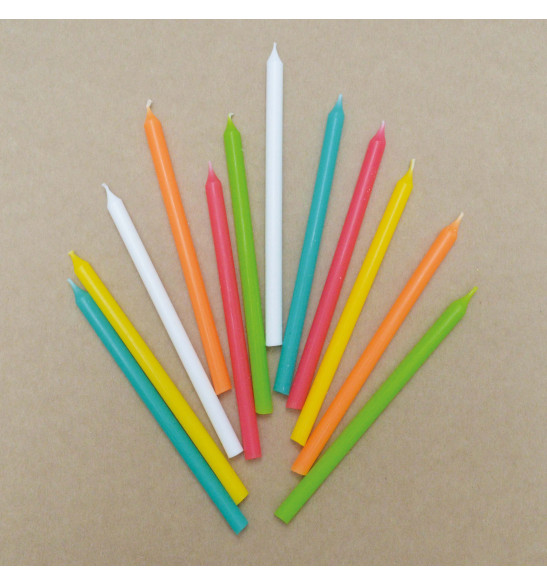 12 multicolored long candles 12 cm - ScrapCooking®