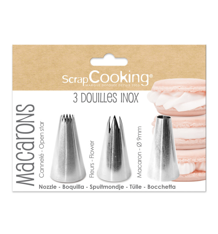 3 stainless steel nozzles - macaroons - ScrapCooking®