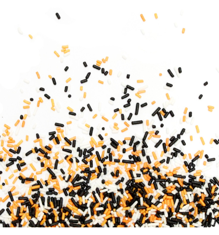 Pot of orange/black/white sugar strands - ScrapCooking®