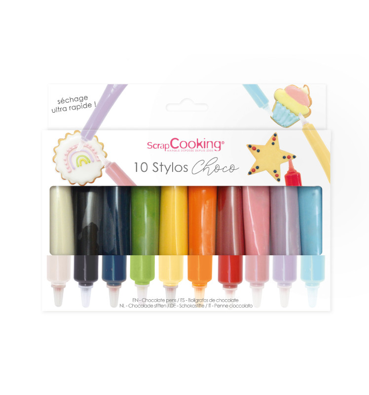 Box of 10 Choco Pens Ready to use colour icing - ScrapCooking