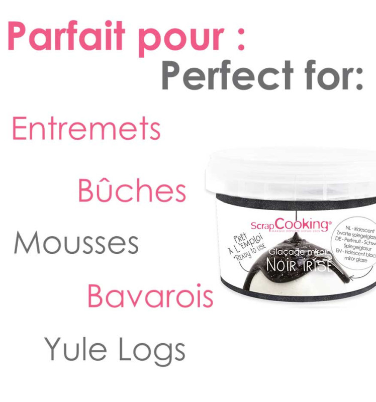 Iridiscent black ready to use mirror glaze mix - ScrapCooking