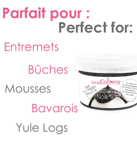 Iridiscent black ready to use mirror glaze mix - ScrapCooking