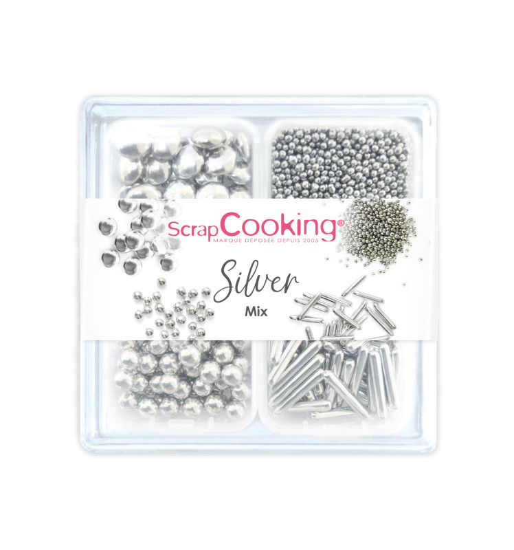 Mix sweet decorations Silver 63g - ScrapCooking®