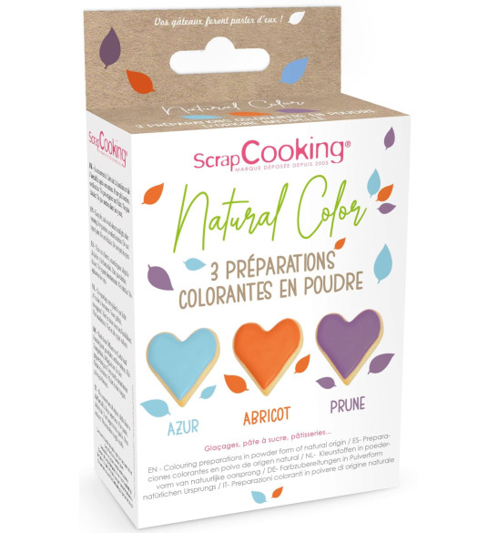 3 Colouring preparations in powder form of natural origin PRUNE / ABRICOT / AZUR
