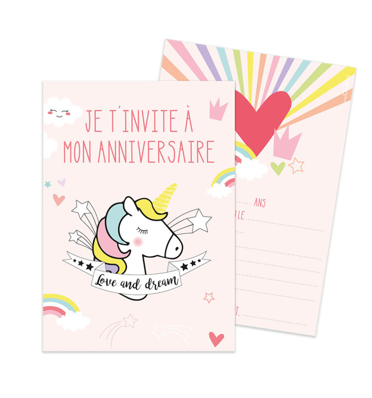8 invitation cards Unicorn - ScrapCooking®