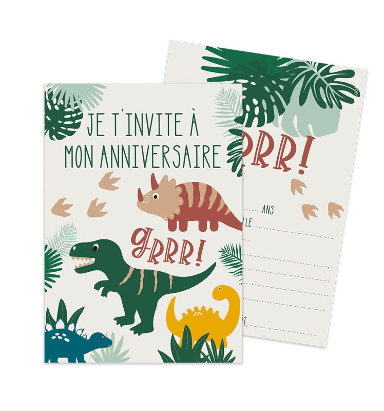 8 invitation cards Dinosaur - ScrapCooking®