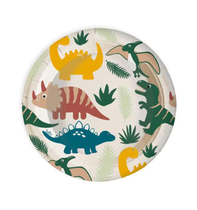 8 Dino paper party plates - ScrapCooking®