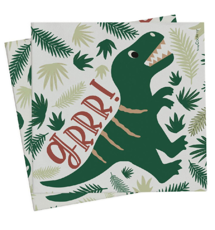 20 Dino paper napkins 33x33cm - ScrapCooking®